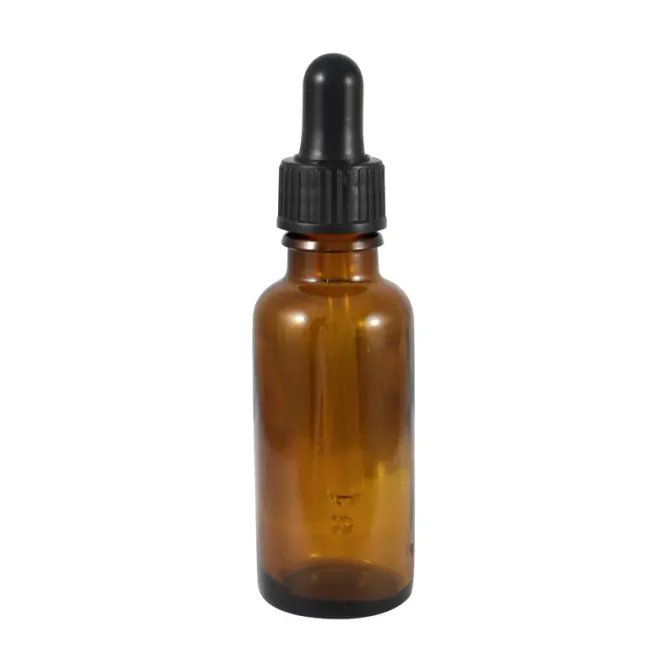 Hovedbilde Glassflaske brun 50 ml med pipette DIN 18 mm