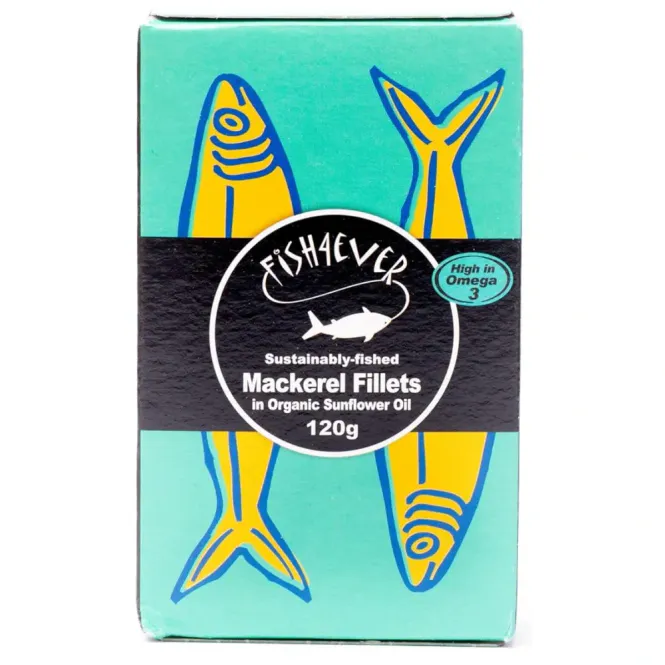 Hovedbilde Fish4Ever Makrell filet  i økolgisk solsikkeolje 120 g